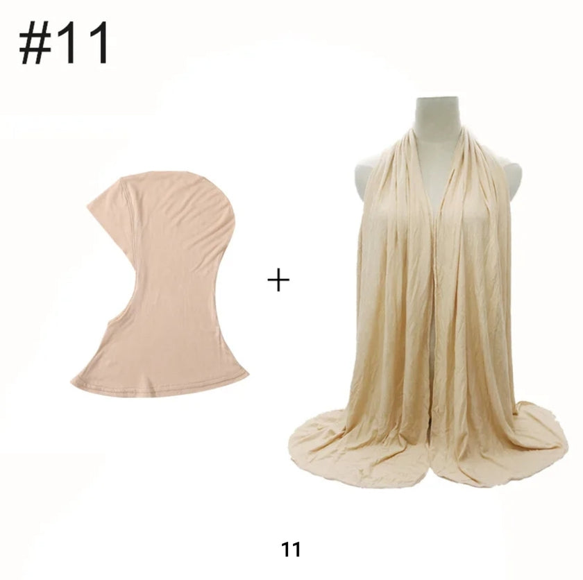 Cotton Jersey hijab with overneck undercap